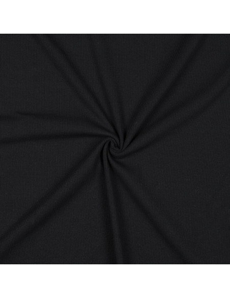 Fine ribbed cotton jersey fabric - Black