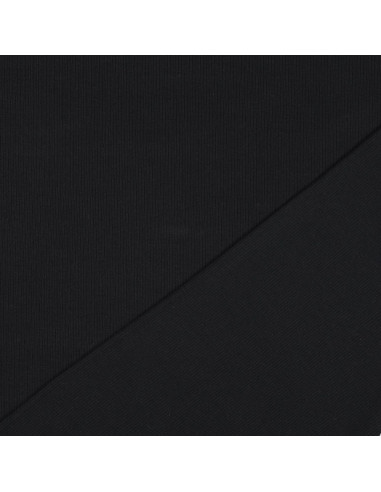Fine ribbed cotton jersey fabric - Black