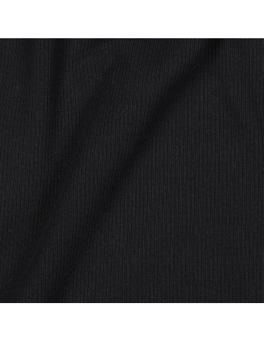 Fine ribbed cotton jersey fabric - Black