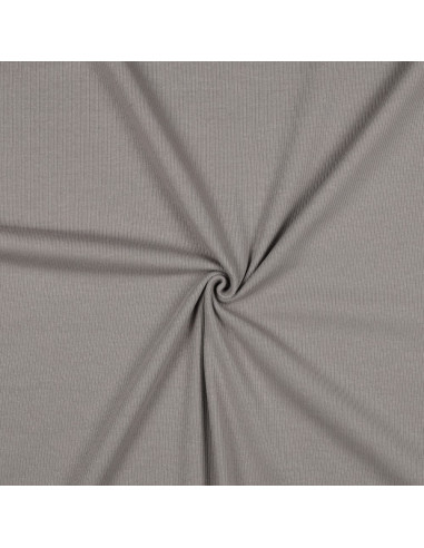 Fine ribbed cotton jersey knit fabric - Gray