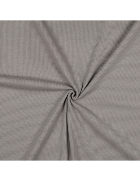 Fine ribbed cotton jersey knit fabric - Gray