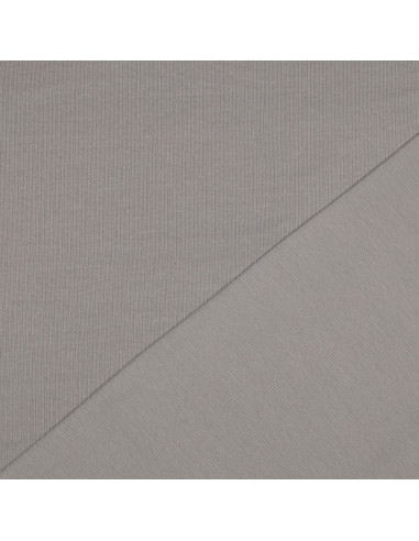 Fine ribbed cotton jersey knit fabric - Gray