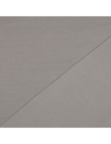 Fine ribbed cotton jersey knit fabric - Gray