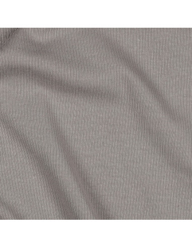 Fine ribbed cotton jersey knit fabric - Gray