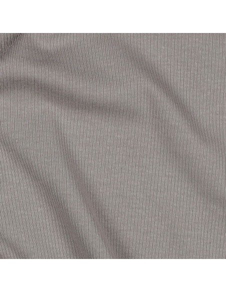 Fine ribbed cotton jersey knit fabric - Gray