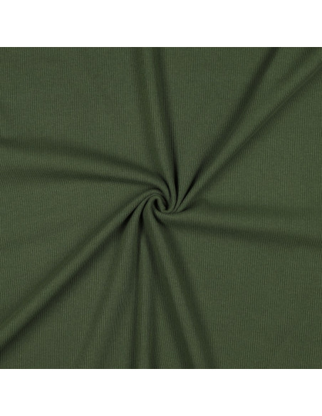 Fine ribbed cotton jersey fabric - Dark green