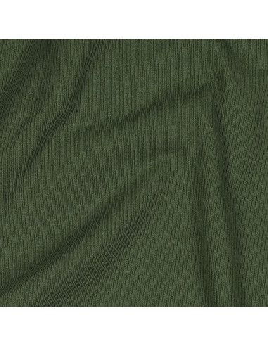 Fine ribbed cotton jersey fabric - Dark green