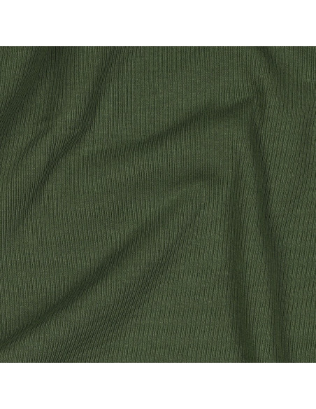 Fine ribbed cotton jersey fabric - Dark green