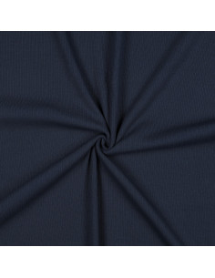 Fine ribbed cotton jersey knit fabric - Navy