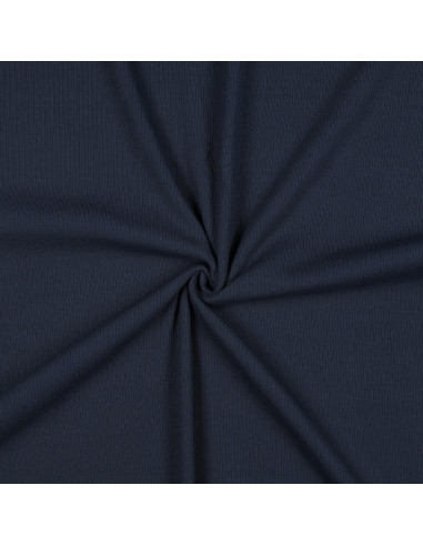 Fine ribbed cotton jersey knit fabric - Navy