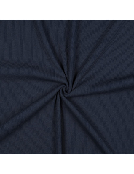 Fine ribbed cotton jersey knit fabric - Navy