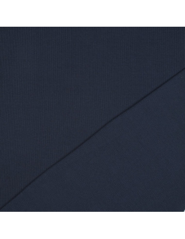 Fine ribbed cotton jersey fabric - Navy