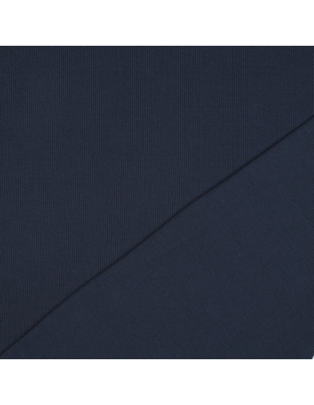 Fine ribbed cotton jersey fabric - Navy