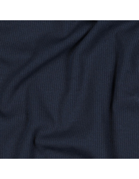 Fine ribbed cotton jersey fabric - Navy