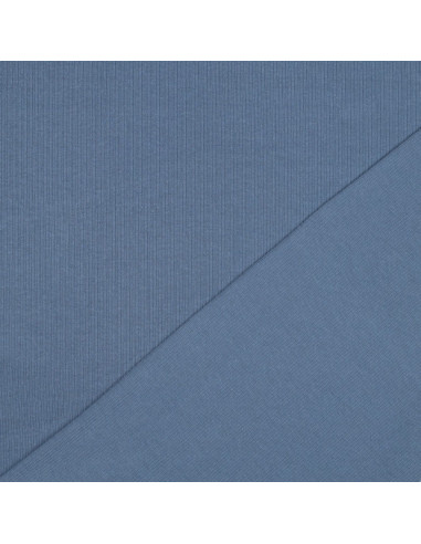 Fine ribbed cotton jersey knit fabric - Jeans