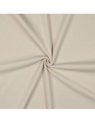 Fine ribbed cotton jersey fabric - Sand