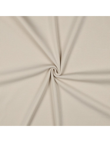 Fine ribbed cotton jersey fabric - Sand