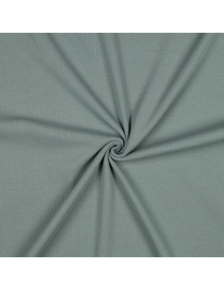 Fine ribbed cotton jersey fabric - Verdigris