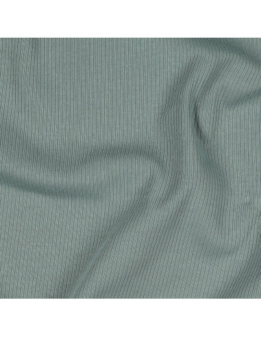 Fine ribbed cotton jersey fabric - Verdigris