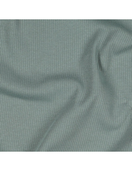 Fine ribbed cotton jersey fabric - Verdigris