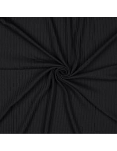 Light ribbed cotton jersey fabric - Black