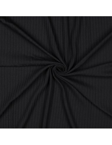 Light ribbed cotton jersey fabric - Black