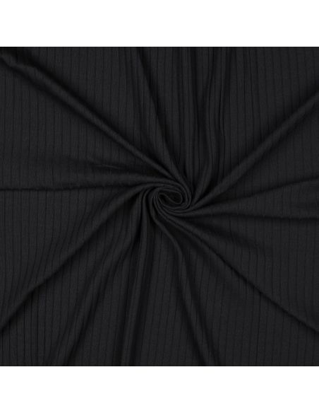 Light ribbed cotton jersey fabric - Black