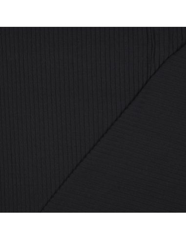 Light ribbed cotton jersey fabric - Black