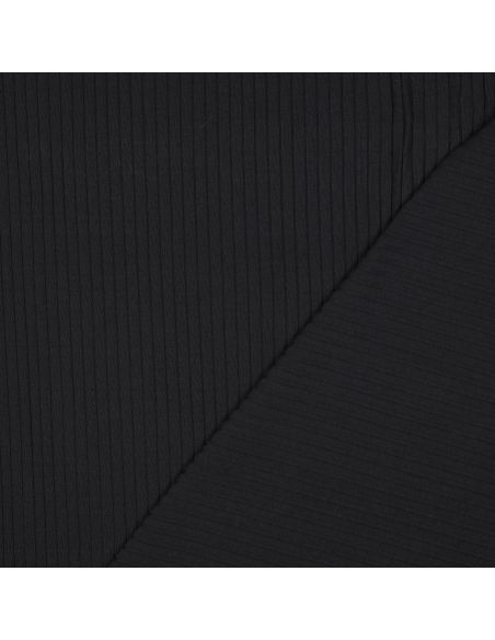 Light ribbed cotton jersey fabric - Black