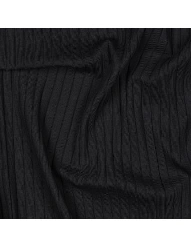 Light ribbed cotton jersey fabric - Black