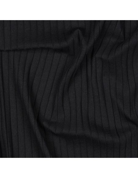 Light ribbed cotton jersey fabric - Black