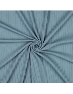 Light ribbed cotton jersey fabric - Denim blue
