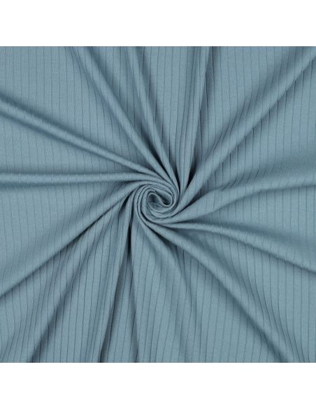 Light ribbed cotton jersey fabric - Denim blue
