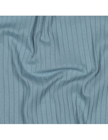 Light ribbed cotton jersey fabric - Denim blue