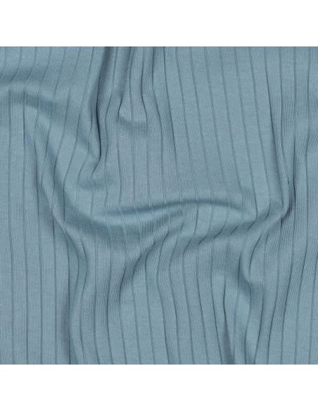 Light ribbed cotton jersey fabric - Denim blue