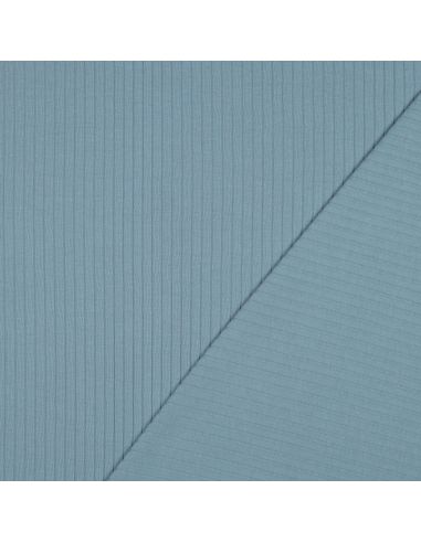 Light ribbed cotton jersey fabric - Denim blue