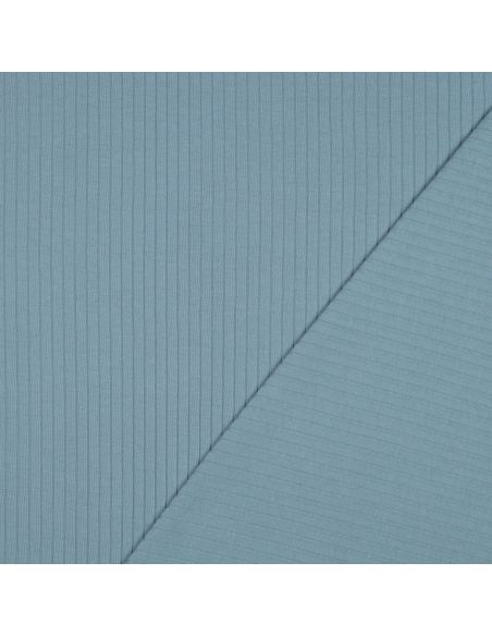 Light ribbed cotton jersey fabric - Denim blue