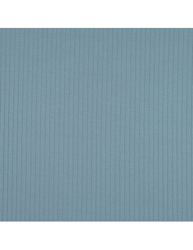 Light ribbed cotton jersey fabric - Denim blue