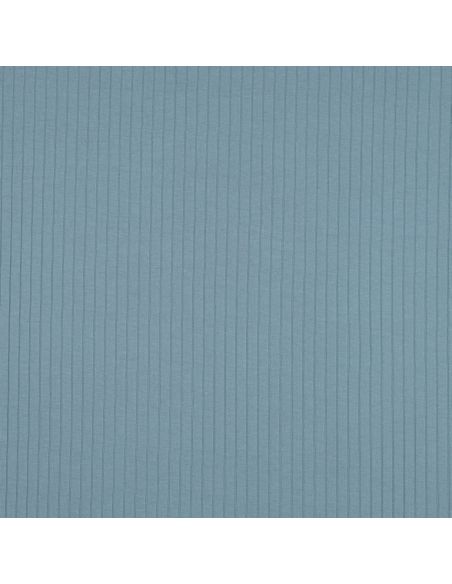 Light ribbed cotton jersey fabric - Denim blue