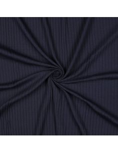 Light ribbed cotton jersey fabric - Navy blue