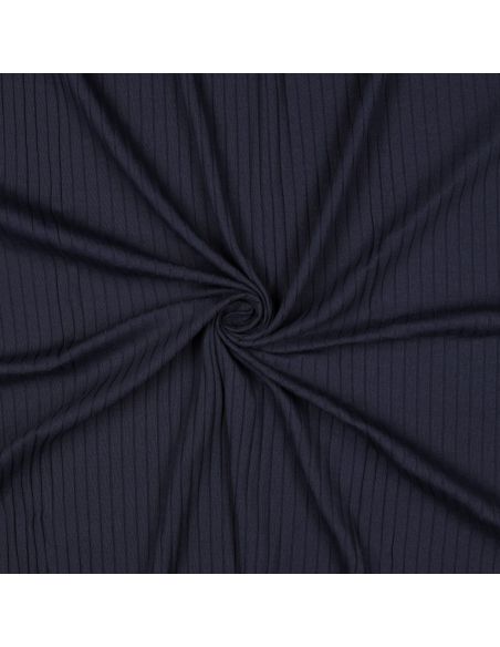 Light ribbed cotton jersey fabric - Navy blue