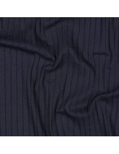 Light ribbed cotton jersey fabric - Navy blue 2