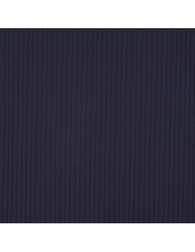 Light ribbed cotton jersey fabric - Navy blue