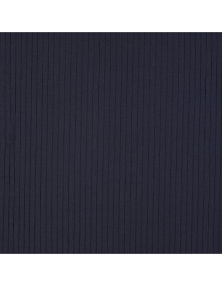 Light ribbed cotton jersey fabric - Navy blue