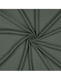 Light ribbed cotton jersey fabric - Dark green