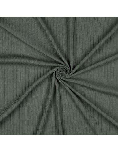 Light ribbed cotton jersey fabric - Dark green