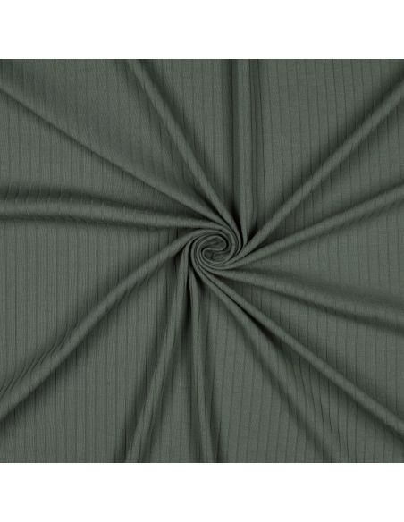 Light ribbed cotton jersey fabric - Dark green
