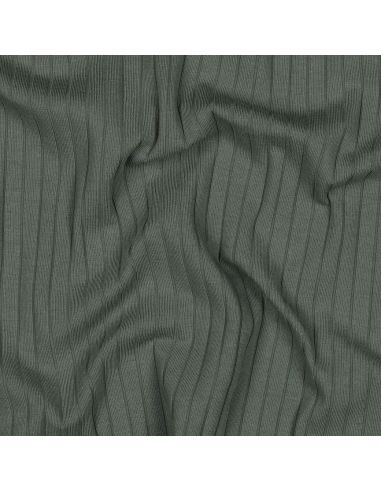 Light ribbed cotton jersey fabric - Dark green