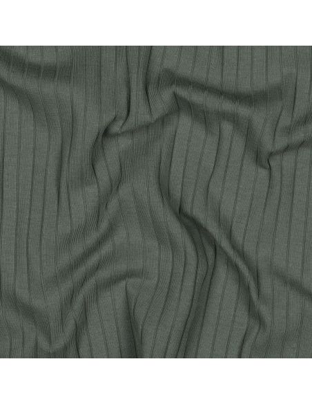 Light ribbed cotton jersey fabric - Dark green