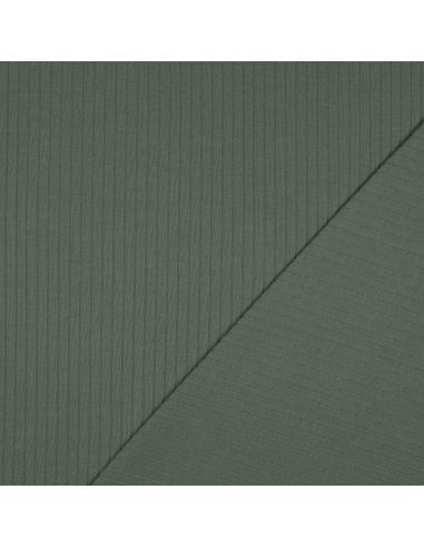 Light ribbed cotton jersey fabric - Dark green